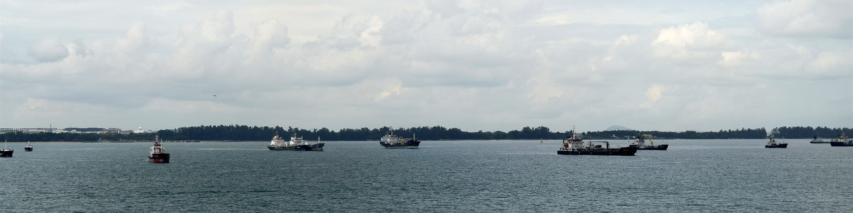 Ships at anchor off Singapore