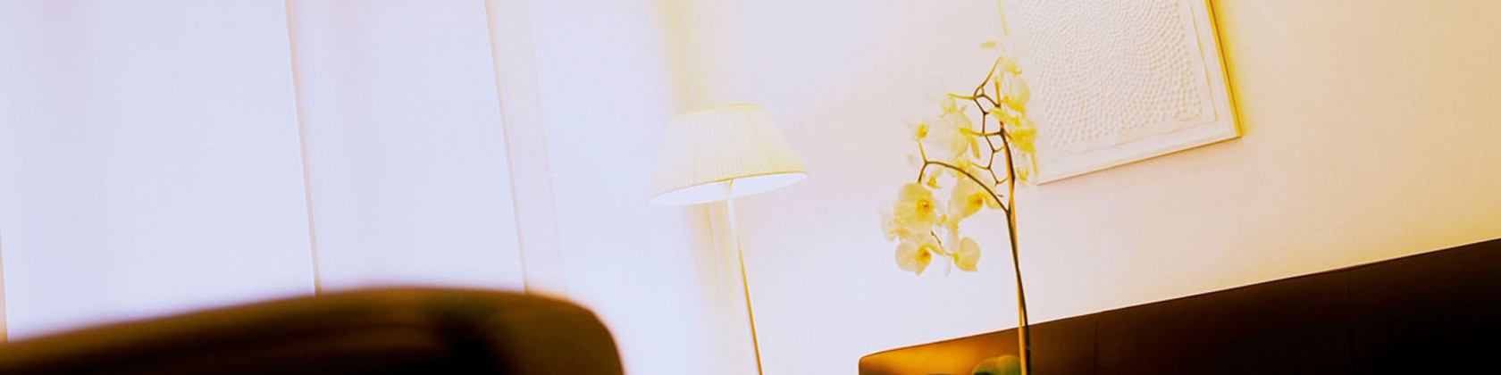 A quiet, softly lit office interior